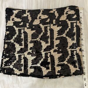 Sans Souci Black and Tan Sequin Mini Skirt